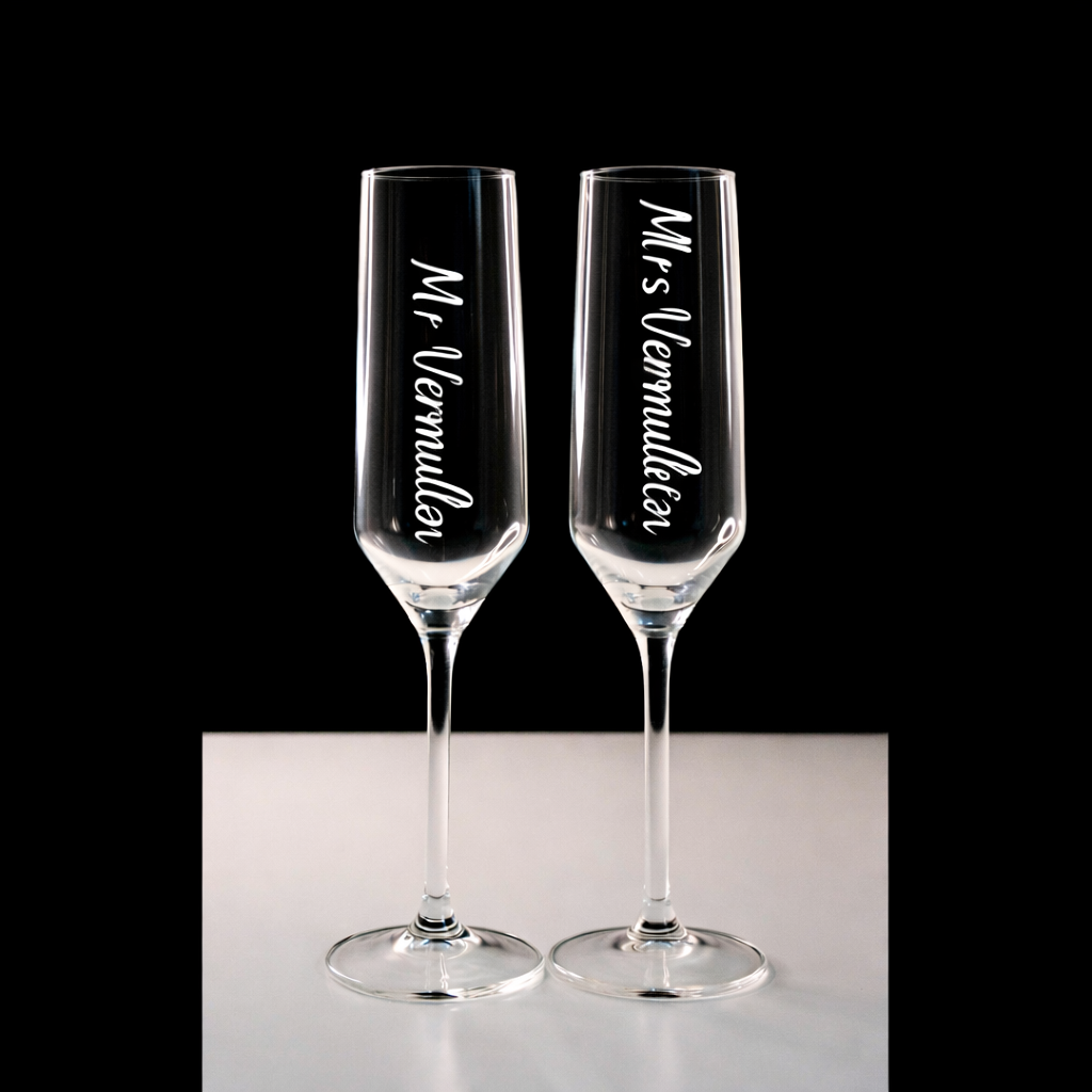 Champagne Glazen Mr&Mrs gepersonaliseerd