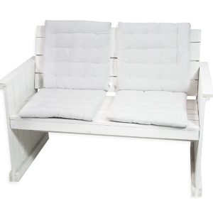 Witte steigerhouten 2-zitsbank met rugleuning
