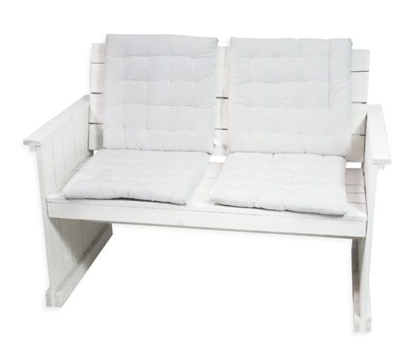 Witte steigerhouten 2-zitsbank met rugleuning