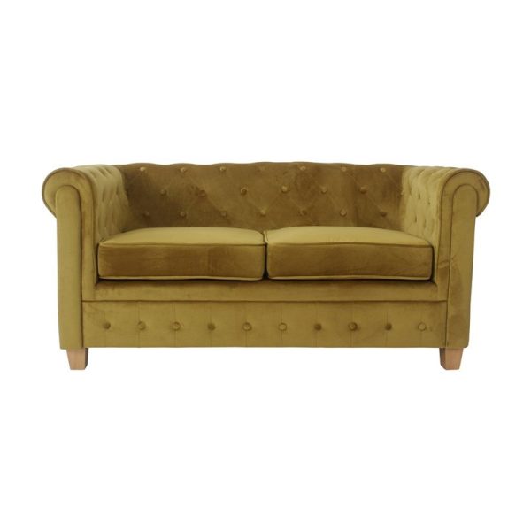 Chesterfieldbank Malibu Velours okergeel