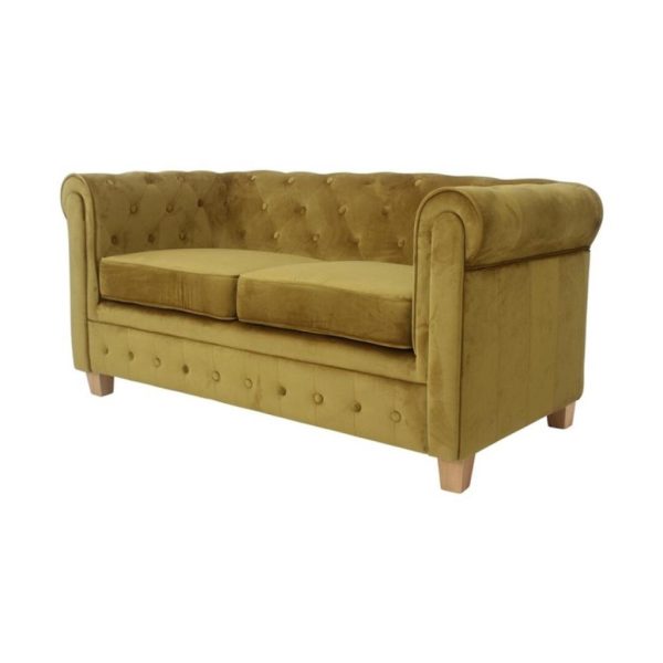 Chesterfieldbank Malibu Velours okergeel - Afbeelding 2