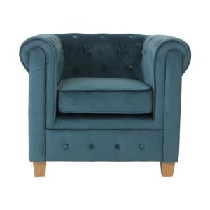 Fauteuil Malibu velours turquoise