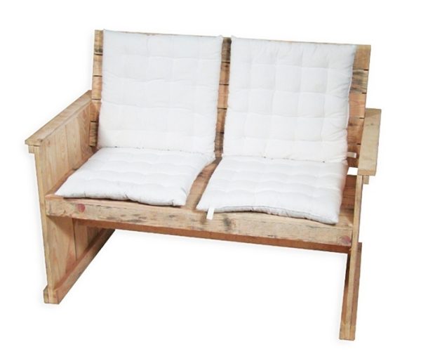 Naturel steigerhouten 2-zitsbank met rugleuning