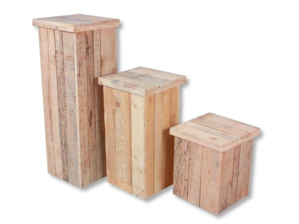 Zuilen steigerhout set naturel